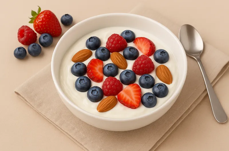 Grekisk yoghurt med bär och mandlar