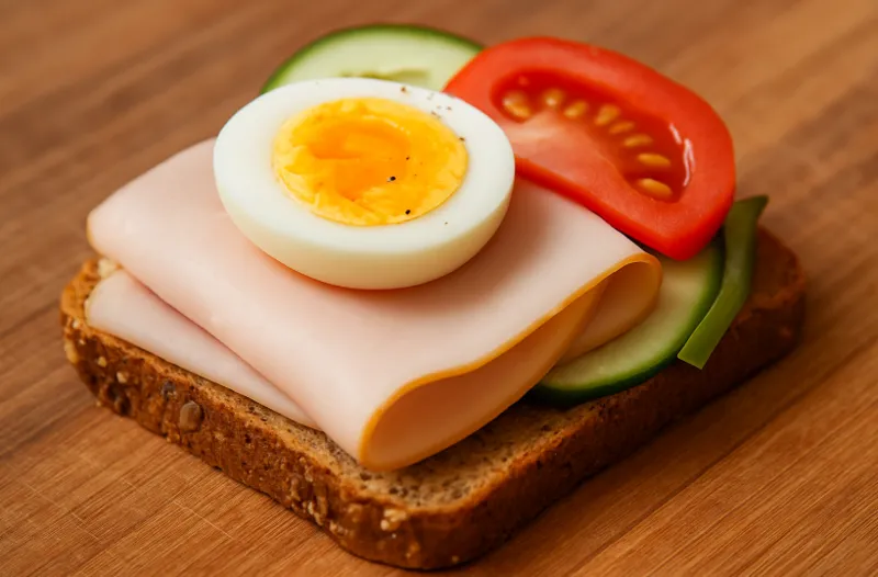 Proteinmacka med kalkon och ägg