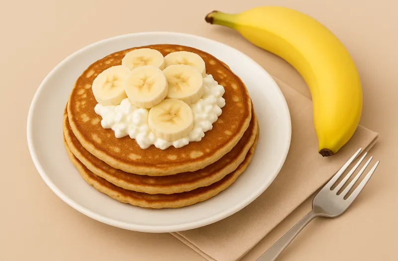 Proteinpannkakor med keso och banan